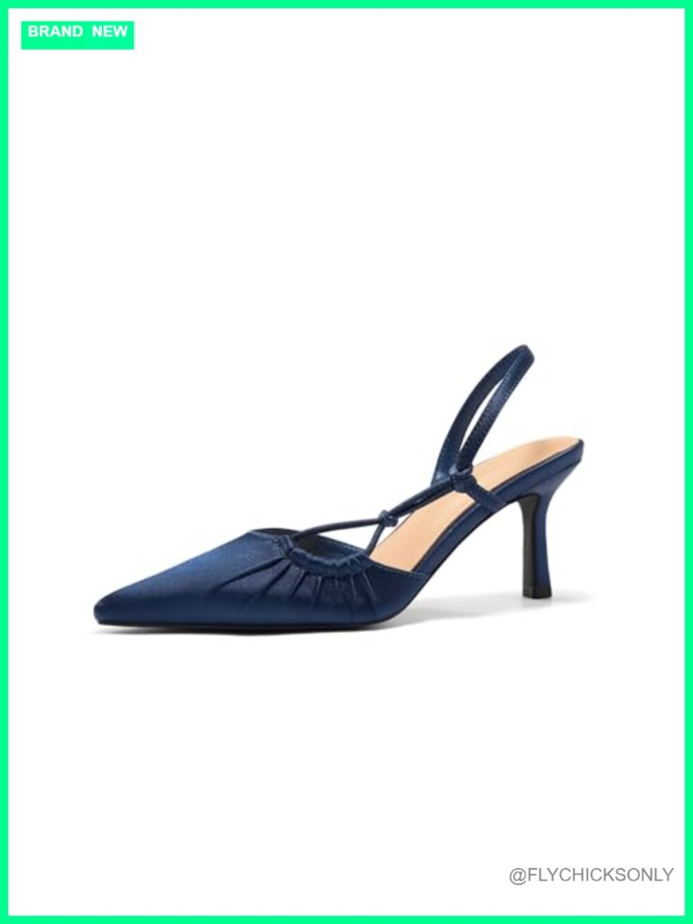 Womens Slingback Kitten Heels Pointed Toe Faux Leather Pumps Wedding Shoes